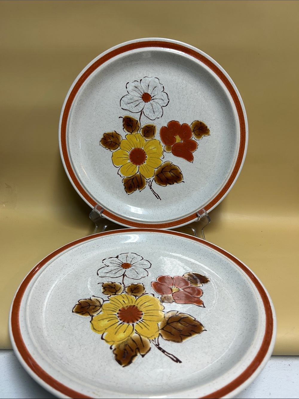 Stoneware Wild Poppy Dinner Plates (2 ) Made In Japan